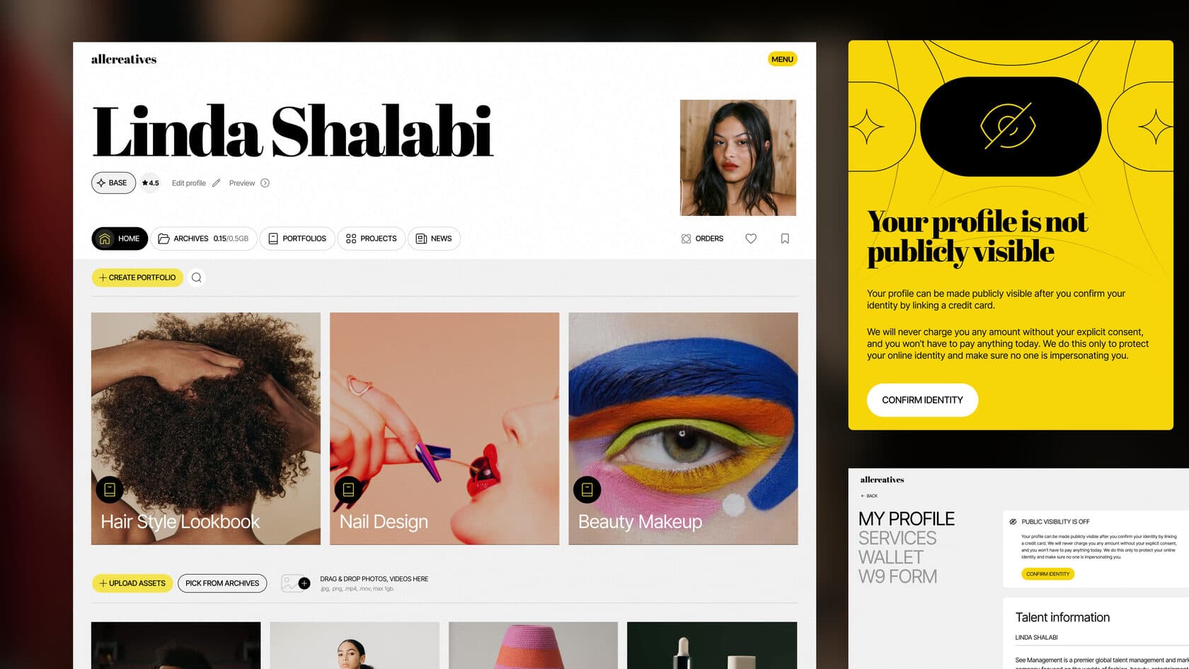 AllCreatives portfolio view