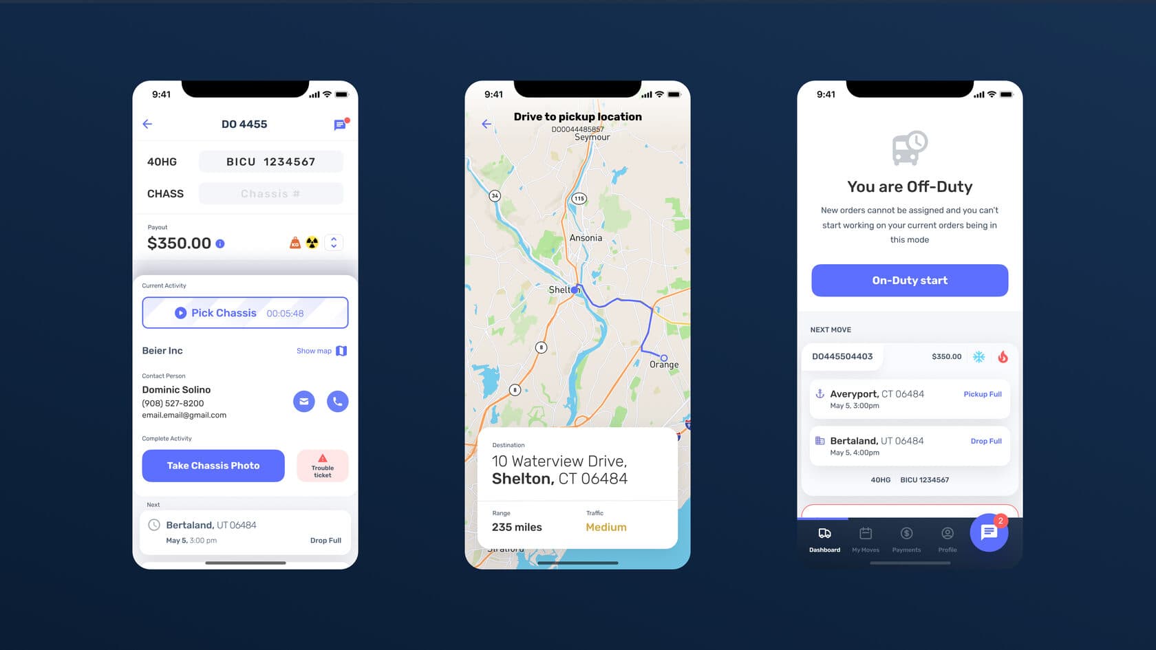 Haulermate main screen