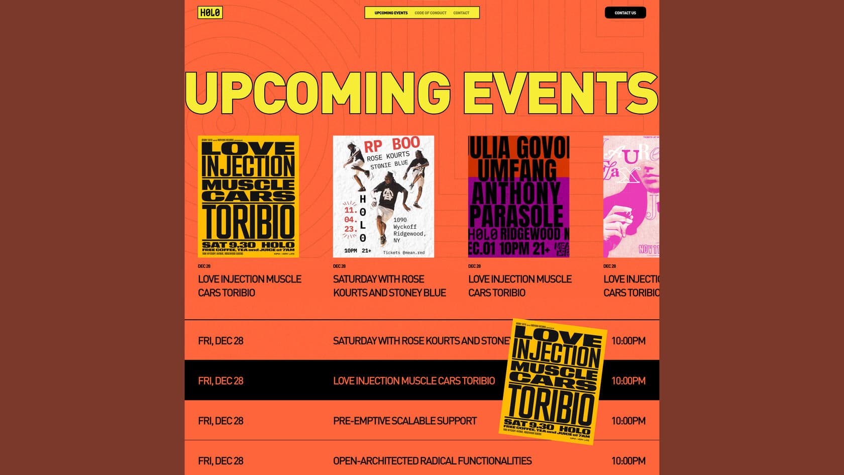 Holo Nightclub events page